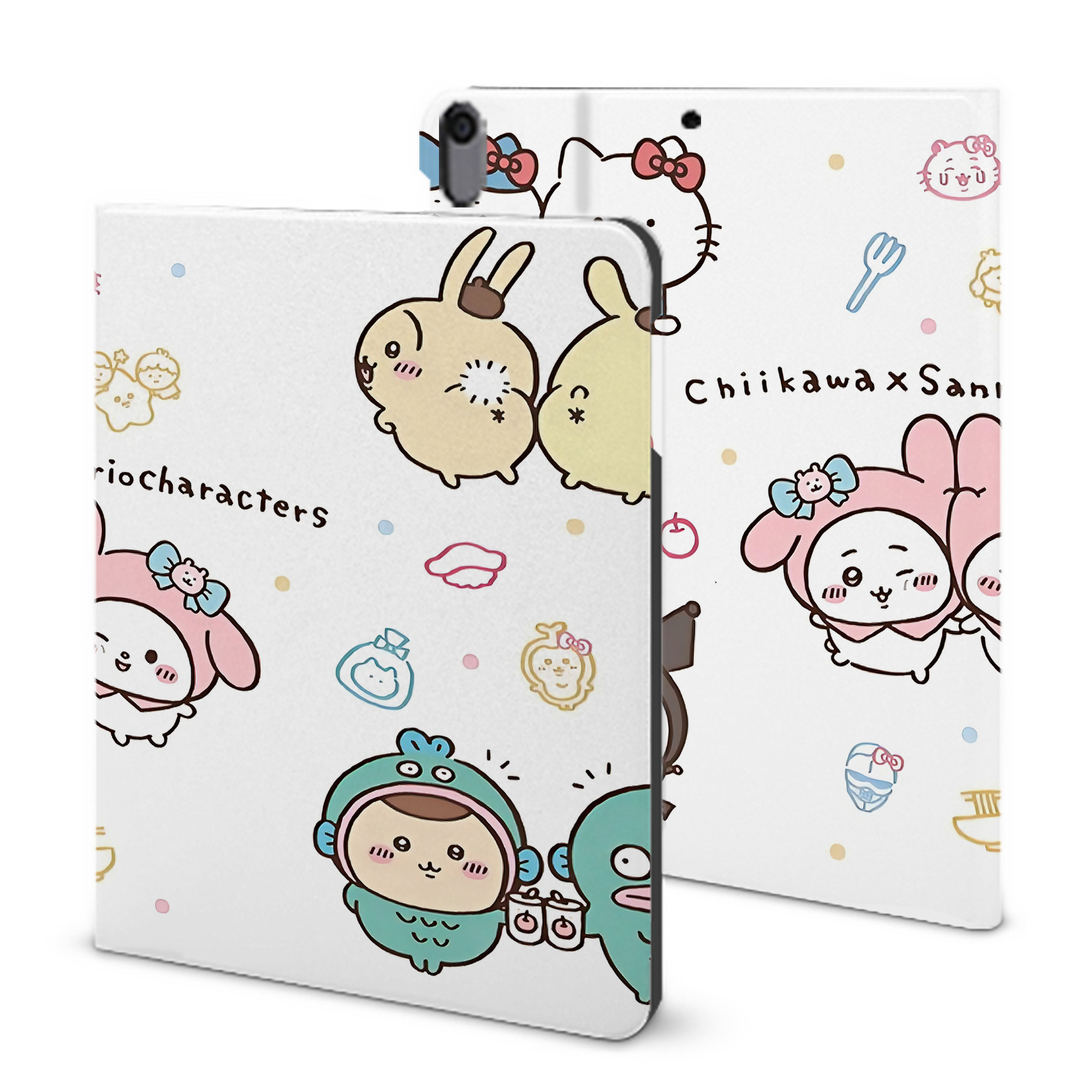 （画像用） ちいかわ Chii-kawa IPad ケース ブック型 PUレザー TPU 耐衝撃 軽量 薄型 ペン収納なし 全面保護 IPad 各モデル対応